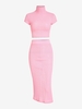High Collar Open Knit Pencil Skirt Set S Light pink