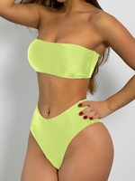 High Cut Bandeau Bathing Suit M Fluorescent yellow