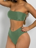 High Cut Bandeau Bathing Suit S Army green