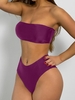 High Cut Bandeau Bathing Suit S Purplish red