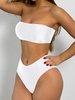 High Cut Bandeau Bathing Suit S White