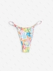 High Cut Flower Print Bikini Bottom L White