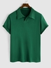 High Elastic Solid Color Knitted Polo T-shirt S Deep green