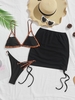 High Leg Bikini Swimwear and Ribbed Mini Skirt Set Black