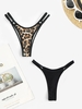 High Leg Cut Out Thong Bikini Bottom with Leopard Print Bikini Bottom Multi a