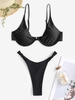 High Leg Knot Push Up Thong Bikini Swimwear Black