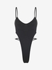 High Leg Metal Embellished Cupped Bodysuit L Black