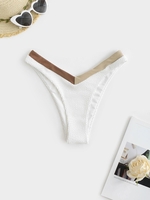High Leg Textured Bikini Bottom M White