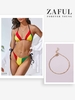 High Leg Tie Side Colorblock String Bikini Swimwear with Beach Star Chain Anklet Multi a