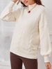High Neck Cable Knit Drop Shoulder Sweater White