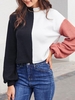 High Neck Contrast Colorblock Sweater L Black