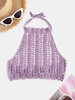 High Neck Crocheted Bikini Top Light purple