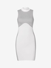 High Neck Two Tone Bodycon Tank Dress L Light gray