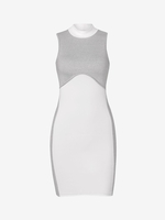 High Neck Two Tone Bodycon Tank Dress M Light gray
