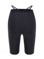 High Rise String Cutout Biker Shorts S Black