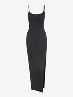 High Slit Convertible Chain Straps Midi Bodycon Dress L Black
