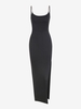 High Slit Convertible Chain Straps Midi Bodycon Dress M Black