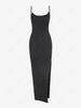 High Slit Convertible Chain Straps Midi Bodycon Dress S Black