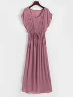 High Slit Flowy Long Cover Up Dress Light pink
