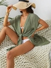 High Slit Flowy Semi Sheer Beach Cover Up Light green