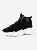 High Top Chunky Heel Topstitching Sports Shoes