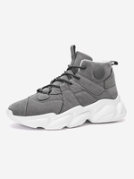 High Top Chunky Heel Topstitching Sports Shoes
