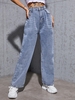 High Waisted Straight Baggy Slouchy Jeans L Light blue