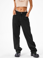 High Waisted Straight Jeans M Black