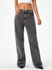 High Waisted Straight Jeans M Dark gray