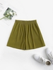 High Waisted Textured Pleated Shorts L Green