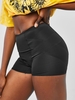 High Waisted Topstitching Short Leggings L Black