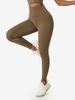 High Waisted Training Running Sports Leggings L Coffee