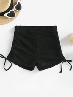 Honeycomb Cinched Side Boy Short Bikini Bottom S Black