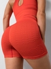 Honeycomb Texture Solid Color Scrunch Butt Sports Shorts M Orange