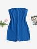 Honeycomb Textured Bandeau Unitard S Blue
