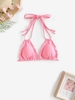 Honeycomb Textured Bikini Top S Light pink