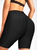 Honeycomb Textured High Waisted Sport Shorts M Black