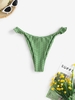 Honeycomb Textured Ruffle Bikini Bottom M Deep green