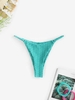 Honeycomb Textured Tanga Bikini Bottom L Blue