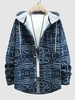 Hooded Abstract Geo Print Shirt M Blueberry blue