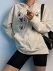 Hooded Butterfly Print Drop Shoulder Jacket Xl Light coffee