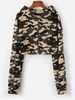 Hooded Camo Fleece Crop Jacket M Deep green