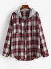 Hooded Checked Front Pocket Jacket S Red