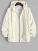 Hooded Corduroy Raglan Sleeve Pocket Jacket L Warm white