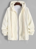 Hooded Corduroy Raglan Sleeve Pocket Jacket Xxl Warm white