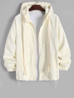 Hooded Corduroy Raglan Sleeve Pocket Jacket Xxl Warm white