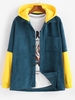 Hooded Doctor Sleeve Faux Twinset Corduroy Jacket 2xl Blue