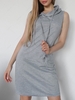Hooded Drawstring Tank Mini Dress L Light gray
