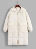 Hooded Drop Shoulder Longline Quilted Coat L White