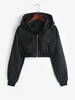 Hooded Drop Shoulder Pocket Crop Jacket L Black